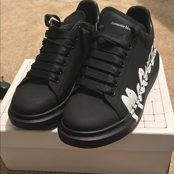 Alexander McQueen Black Leather Sneakers with Chunky Sole